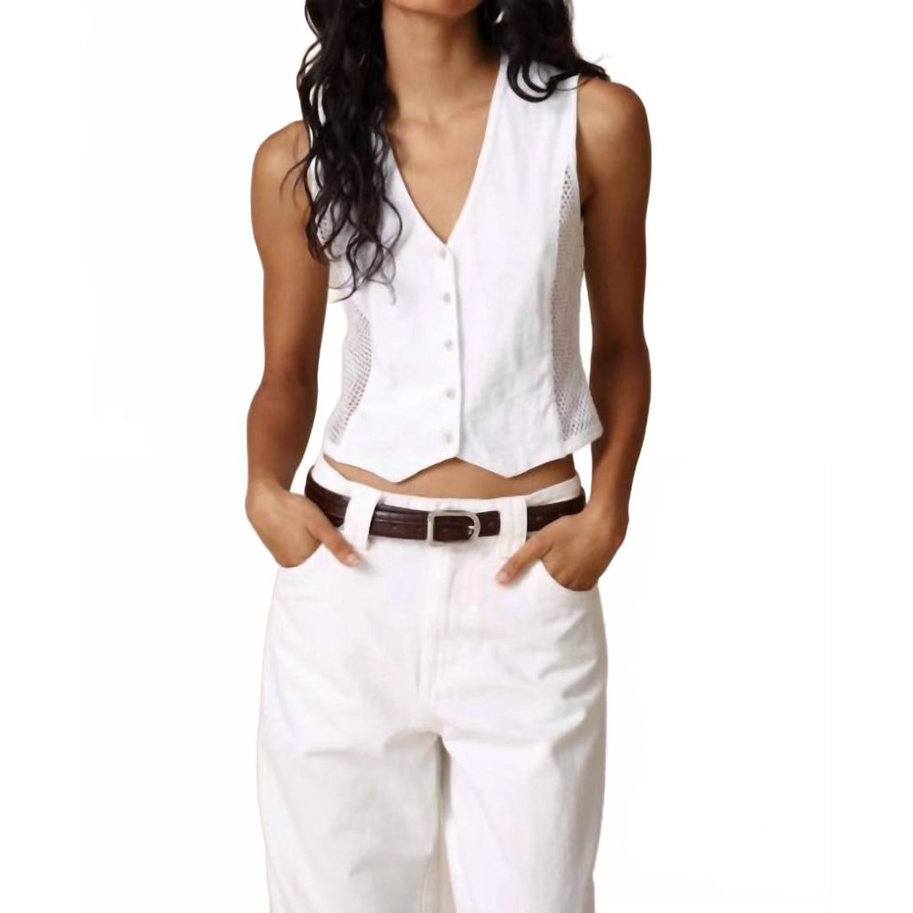 NEW GOLDIE TEES coachella slub/fishnet vest in white